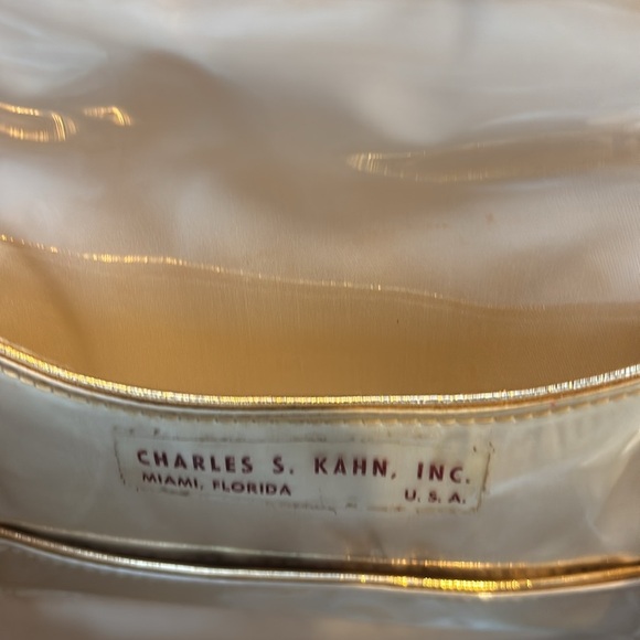 Charles S Kahn, Inc Handbag Vinyl Covered Satin W/Gold Thread Pearls & Diamonds - Picture 2 of 16